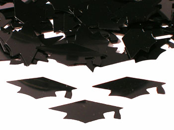 Graduation Cap Confetti, Black Available by the Pound or Packet